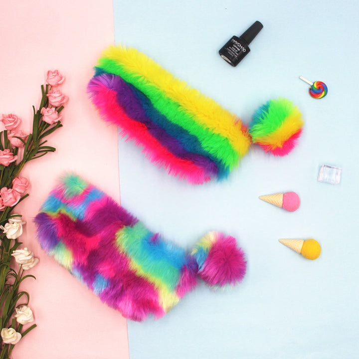 Furry Multicolored Plush Pencil Case Kalsten
