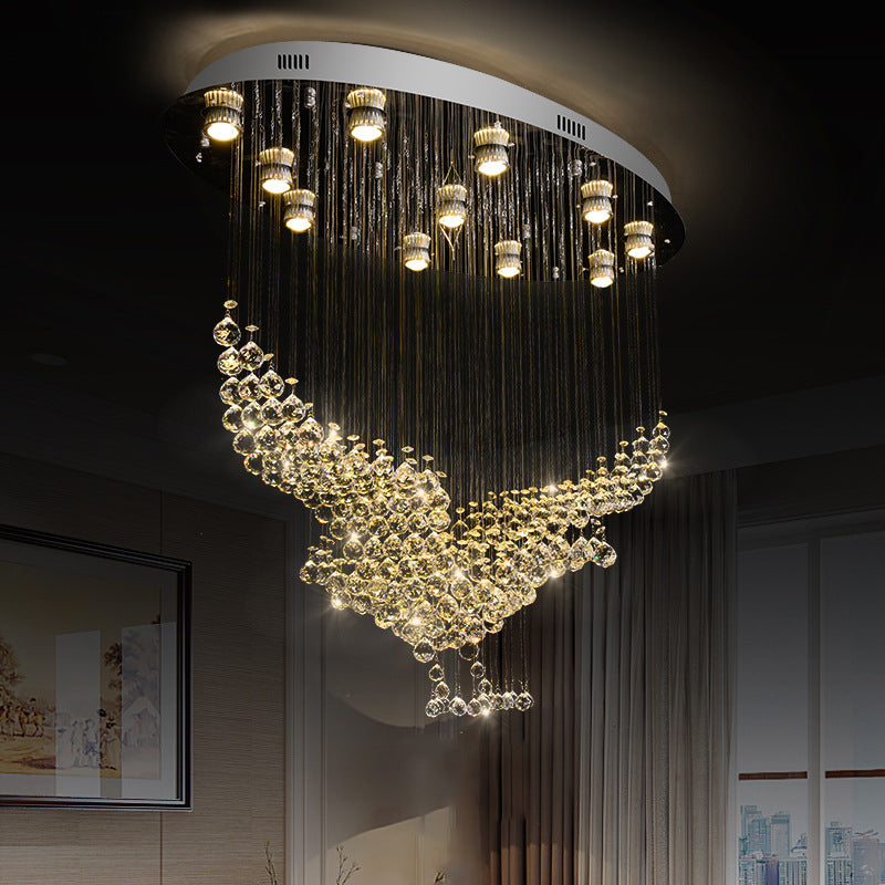 Crystal Chandelier with Cascading Beads