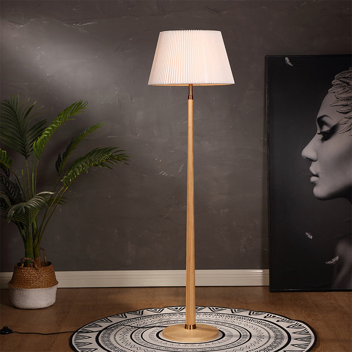 Mid-Century Modern Floor Lamp with Pleated Shade