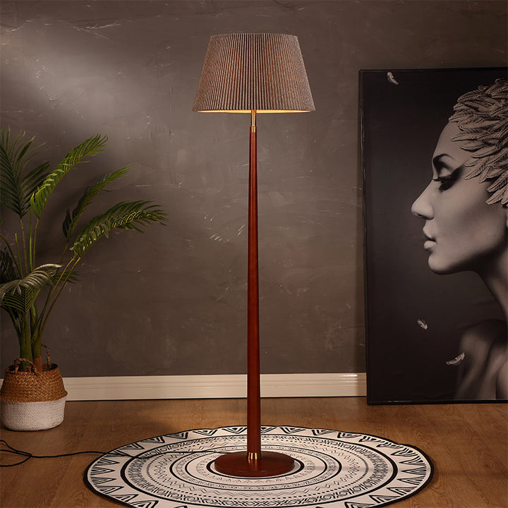 Mid-Century Modern Floor Lamp with Pleated Shade