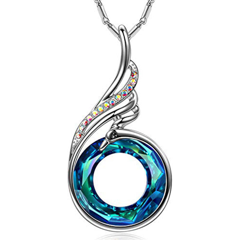 Spiral Swirl Crystal Pendant Necklace Kalsten