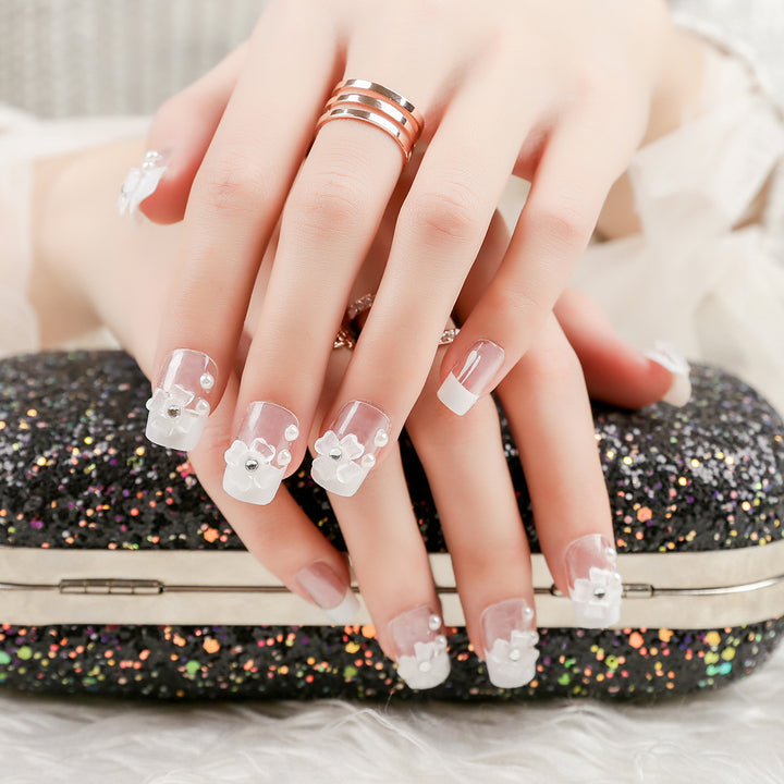 Decorative Flower-Embellished Press-On Nails