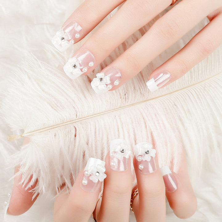 Decorative Flower-Embellished Press-On Nails