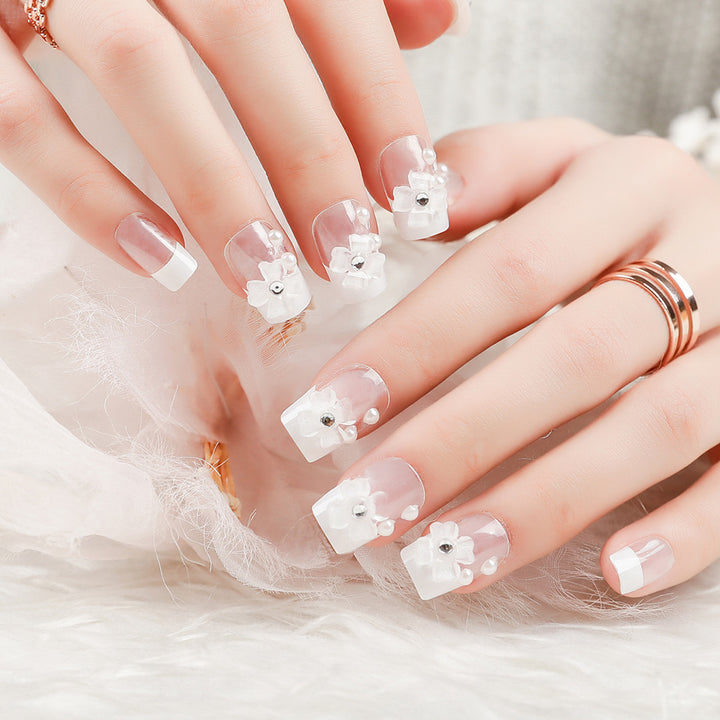 Decorative Flower-Embellished Press-On Nails