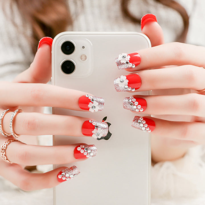 Creative Rhinestone-Embellished Press-On Nail Set