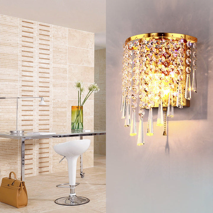 Luxury Octagonal Pearl Crystal Wall Lamp – Living Room