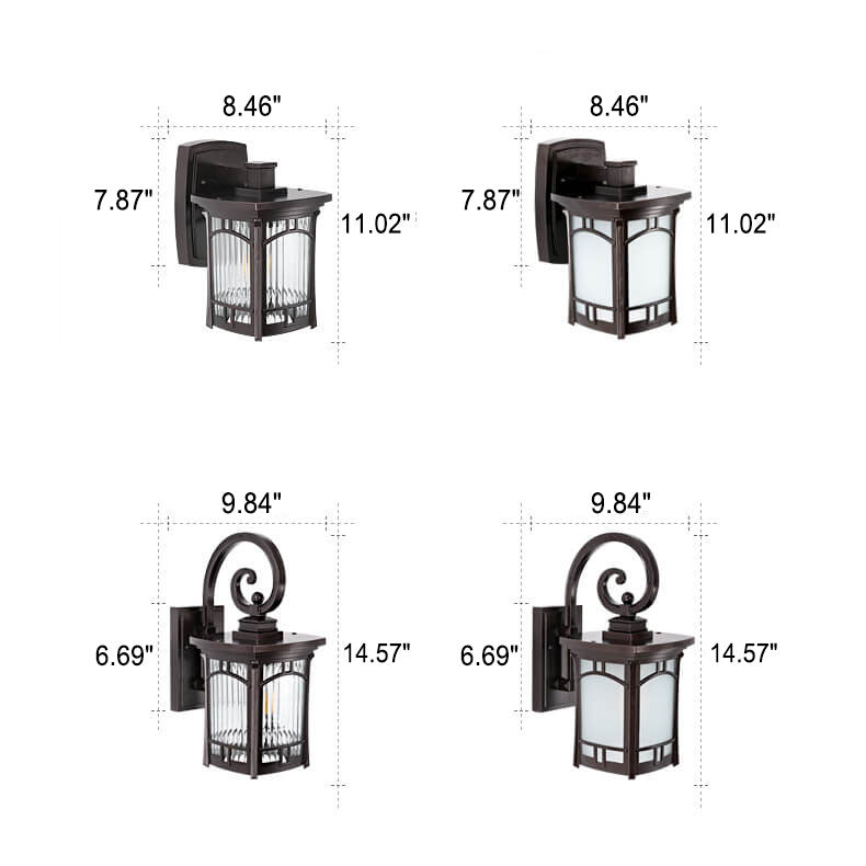 Modern Square Aluminum Glass Carved 1-Light Outdoor Waterproof Wall Sconce Lamp | Kalsten