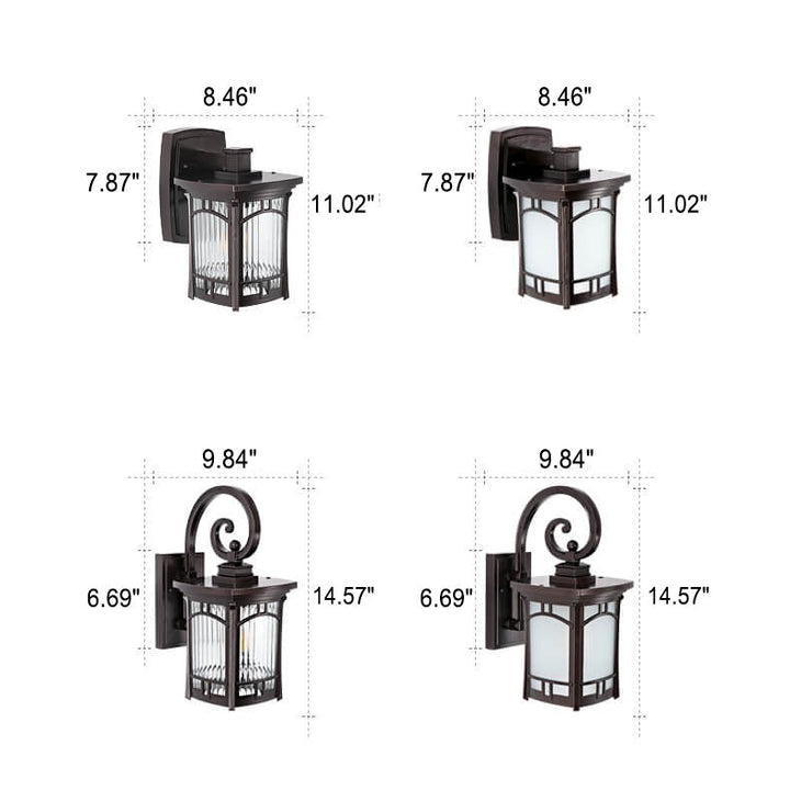 Modern Square Aluminum Glass Carved 1-Light Outdoor Waterproof Wall Sconce Lamp | Kalsten