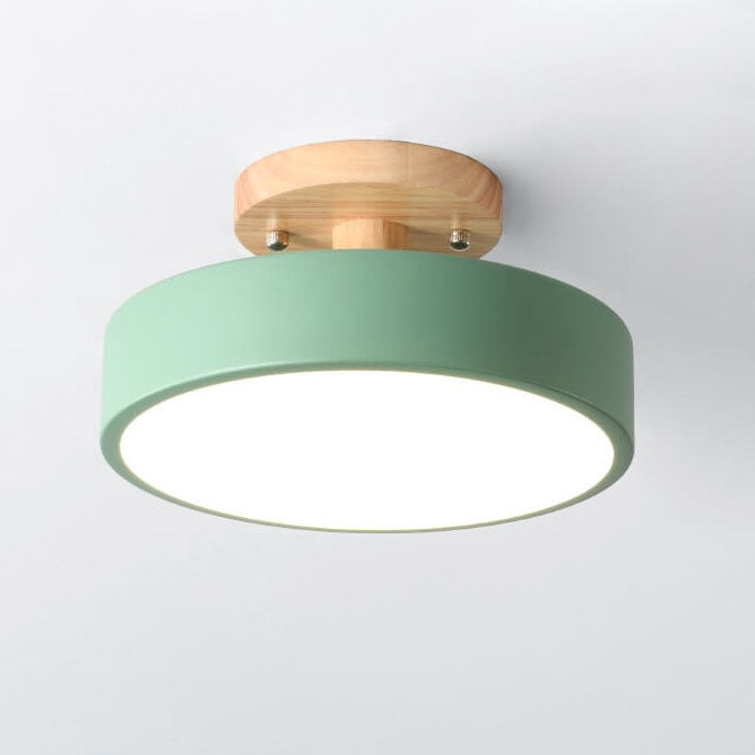 Ceiling Light Wood Acrylic 11.8 in LED Semi Flush Bedroom Hallway Modern Low Profile Fixture | Kalsten
