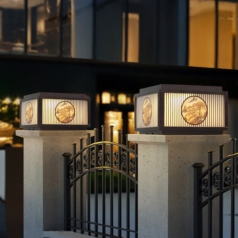Modern Minimalist Solar Waterproof Square Aluminum Glass LED Post Head Light For Garden | Kalsten