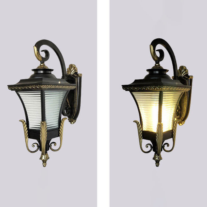 European Vintage Outdoor Square Cage Aluminum Glass 1-Light Wall Sconce Lamp | Kalsten