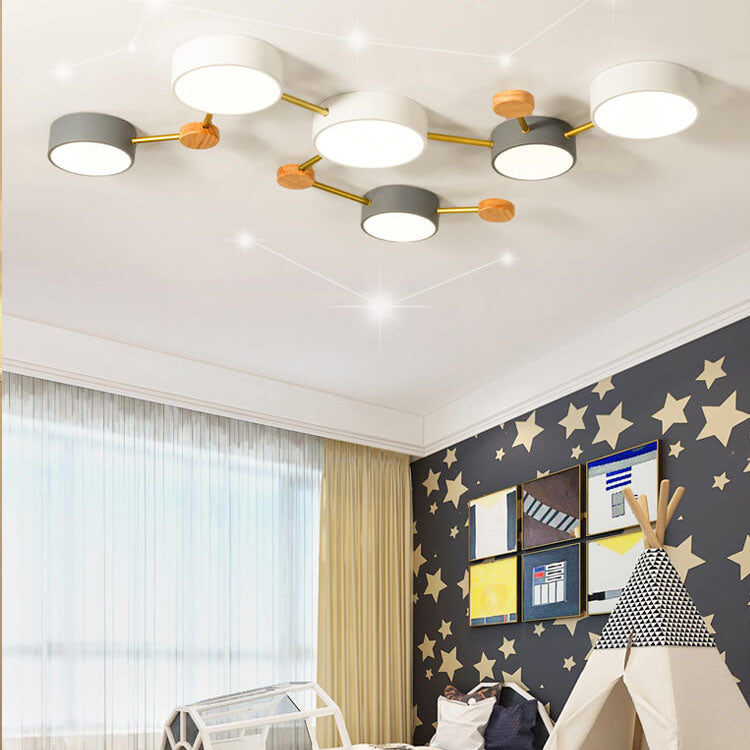 Flush Mount Ceiling Light Iron Solid Wood Acrylic 36W 23.6 in Gray Modern Hallway Living Room Bedroom Lighting | Kalsten