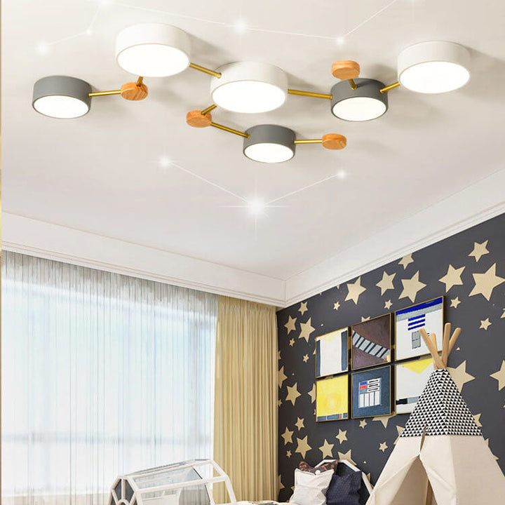 Flush Mount Ceiling Light Iron Solid Wood Acrylic 36W 23.6 in Gray Modern Hallway Living Room Bedroom Lighting | Kalsten
