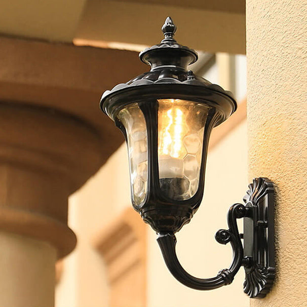 European Retro Waterproof Stone Pattern Glass Lampshade 1-Light Outdoor Wall Sconce Lamp | Kalsten