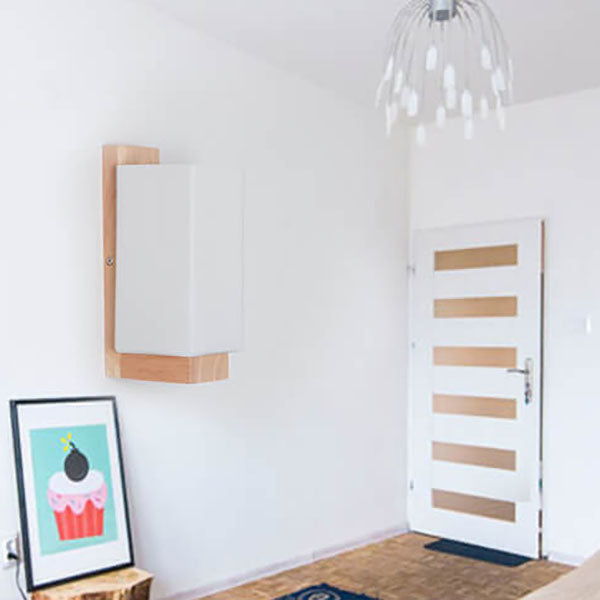 Kalsten | Modern minimalist solid wood square glass column 1-light wall sconces lamp