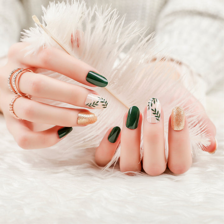 Artistic Botanical Press-On Nail Tips