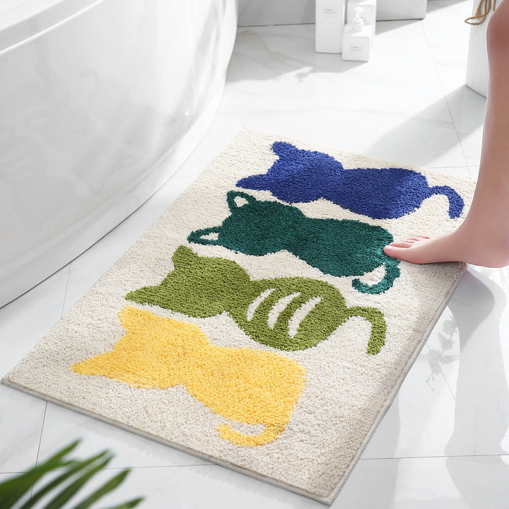 Playful Cat Shaped Bath Mat for Bathroom