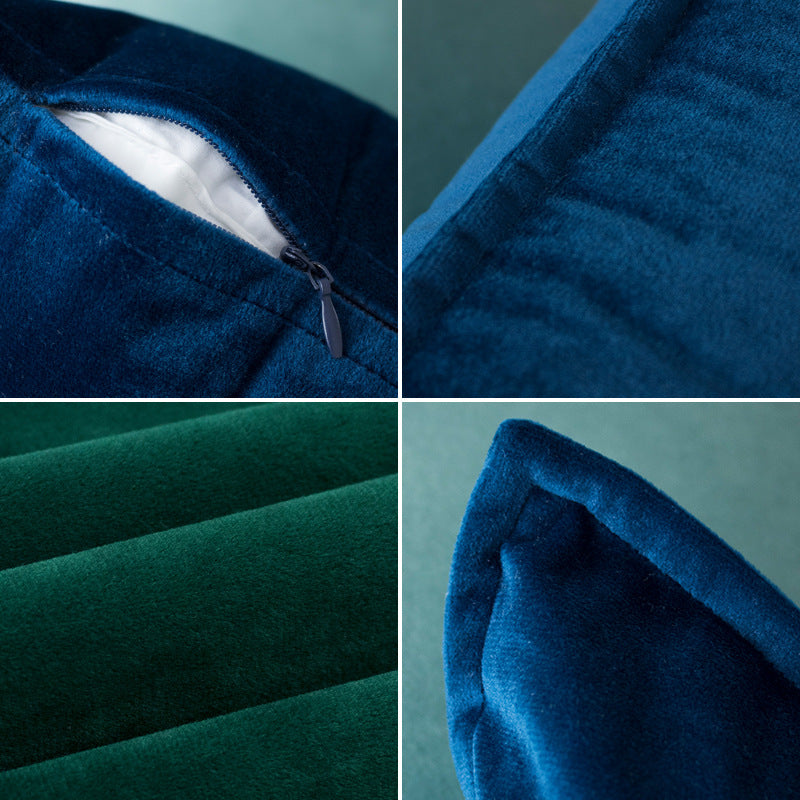 Velvet decorative cushion cover with concealed zipper and fine piping