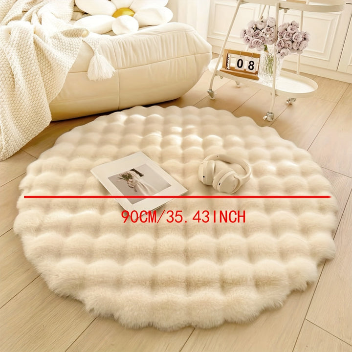 Round fluffy rug for stylish rooms – Soft rug for living room & bedroom | Kalsten