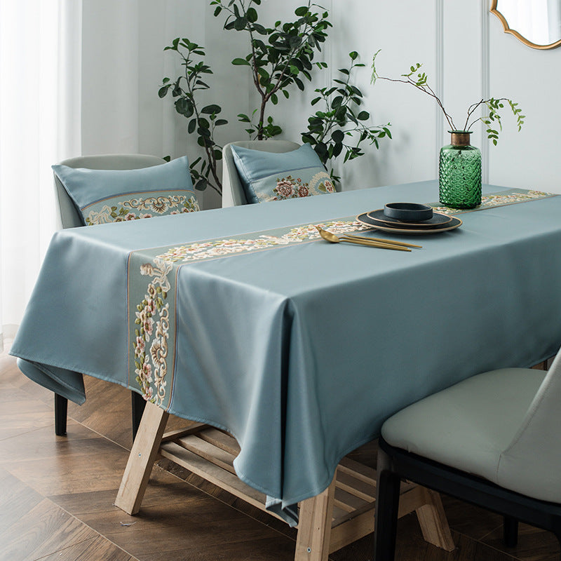 Elegant Floral Embroidery Table Cloth