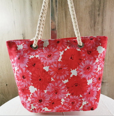 Large and Colorful Beach Bag with Floral Pattern Kalsten