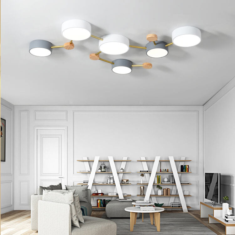 Flush Mount Ceiling Light Iron Solid Wood Acrylic 36W 23.6 in Gray Modern Hallway Living Room Bedroom Lighting | Kalsten