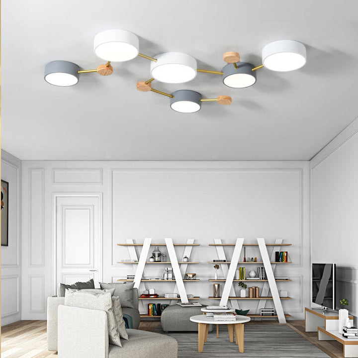 Flush Mount Ceiling Light Iron Solid Wood Acrylic 36W 23.6 in Gray Modern Hallway Living Room Bedroom Lighting | Kalsten