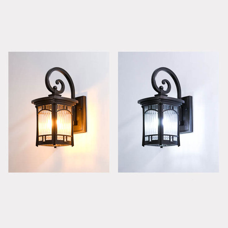 Modern Square Aluminum Glass Carved 1-Light Outdoor Waterproof Wall Sconce Lamp | Kalsten