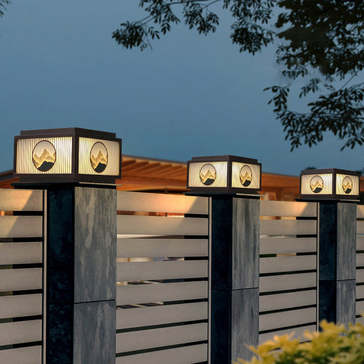 Modern Minimalist Solar Waterproof Square Aluminum Glass LED Post Head Light For Garden | Kalsten