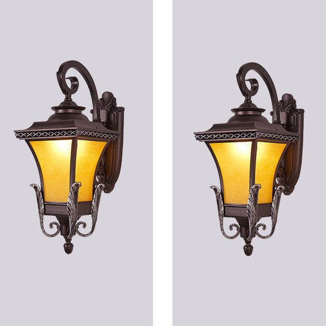 European Vintage Outdoor Square Cage Aluminum Glass 1-Light Wall Sconce Lamp | Kalsten