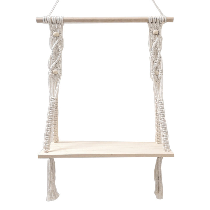 Macramé Swing Shelf with Wooden Accents Kalsten