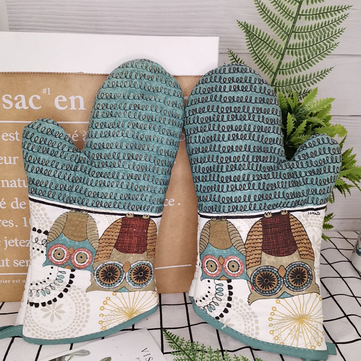 Insulated Double Oven Mitt Pair With Quilted Heat-Resistant Lining And Hanging Loop
