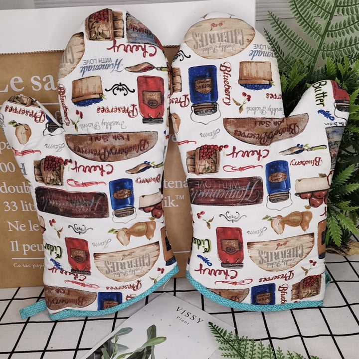 Insulated Double Oven Mitt Pair With Quilted Heat-Resistant Lining And Hanging Loop