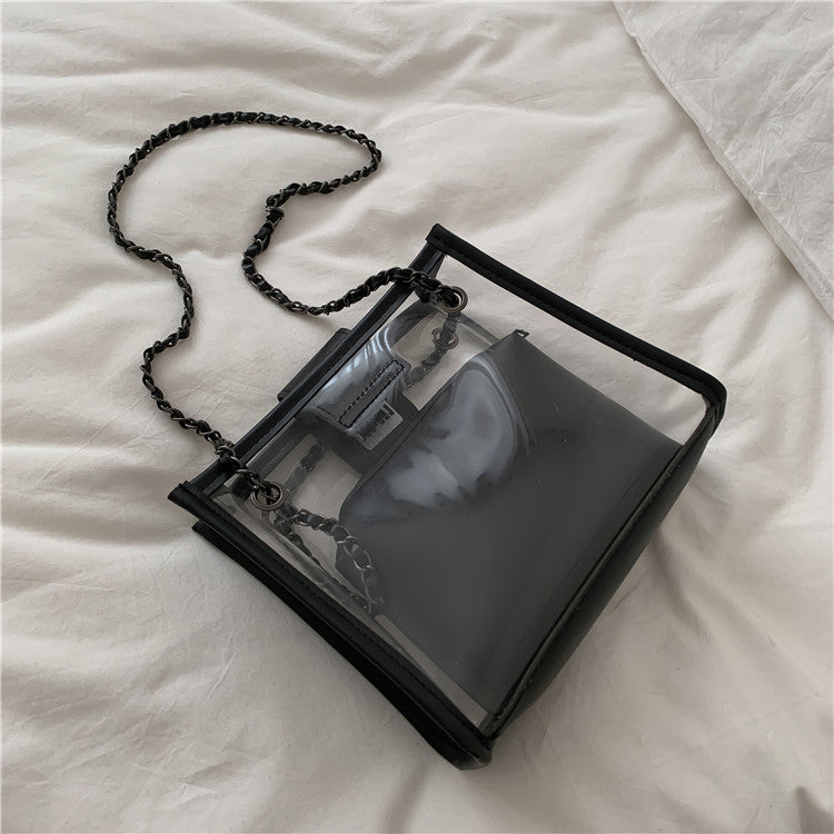 Transparent PVC Tote Bag with Chain Handles