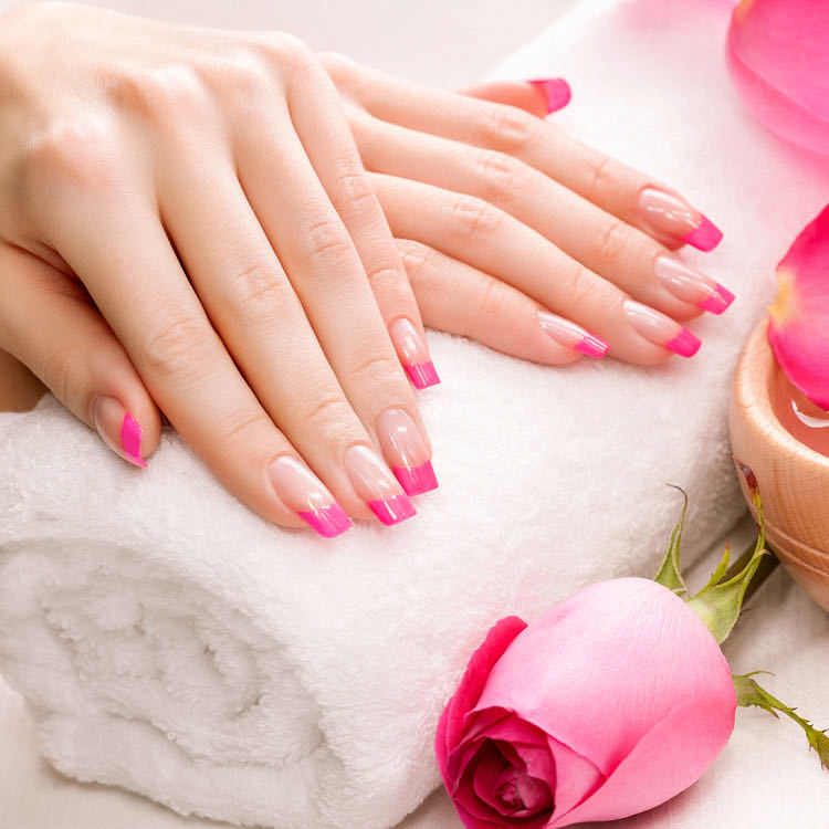 Elegant French Tip Press-On Nail Set with Colorful Accents