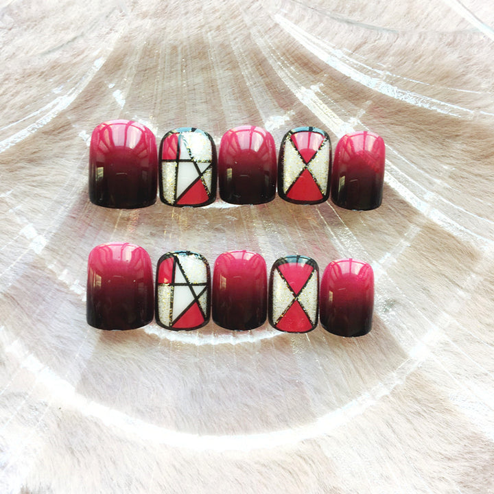 Artistic Ombre Press-On Nail Design