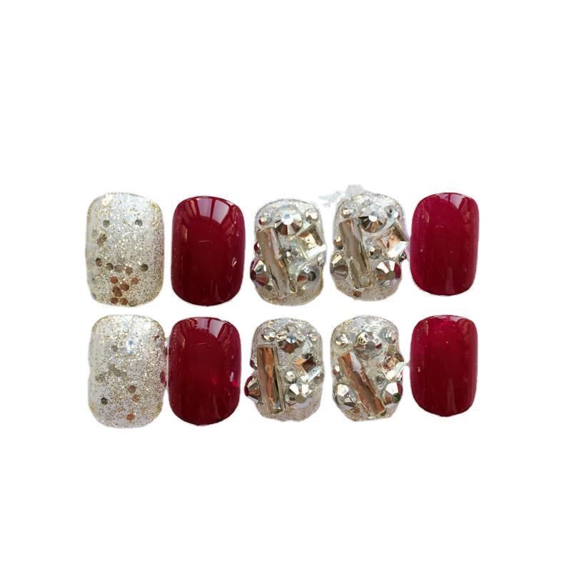 Glamorous Rhinestone and Glitter Press-On Nail Set