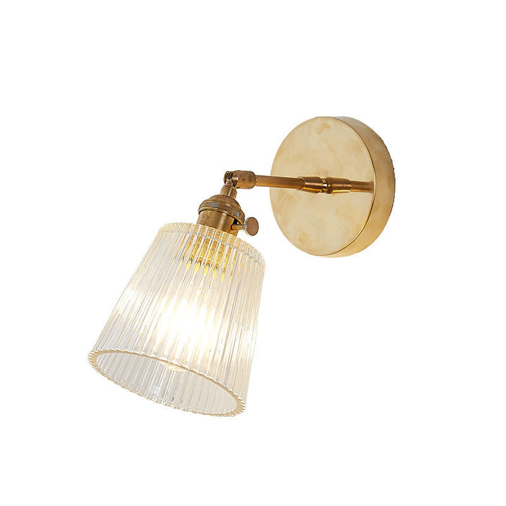 Ribbed Glass Brass Wall Lamp