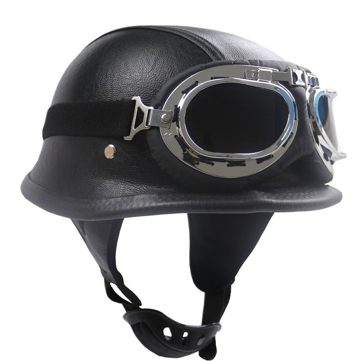Vintage-Styled Motorcycle Helmet with Integrated Goggles Kalsten