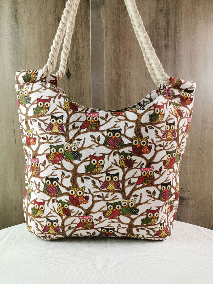 Shopping bag with stylish owl pattern Kalsten