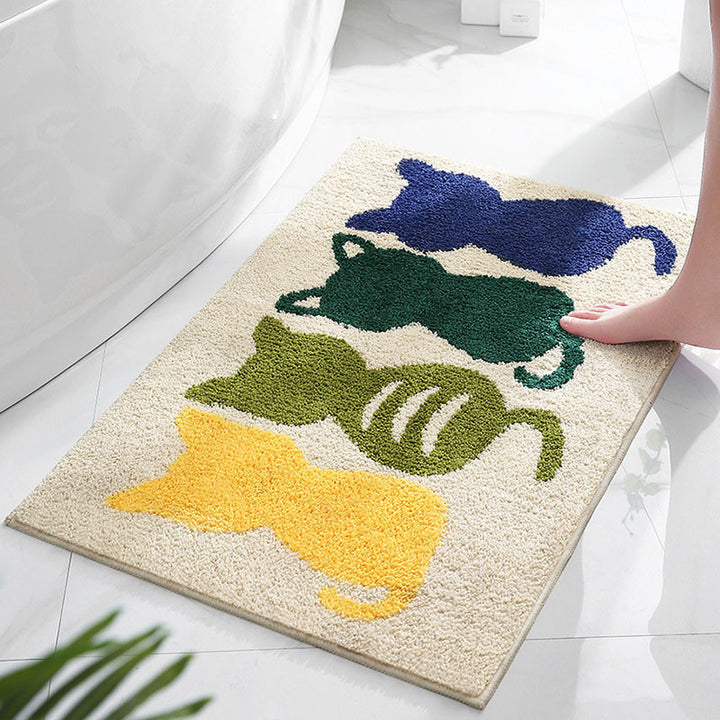 Cat-Themed Soft Bath Mat for Bathroom