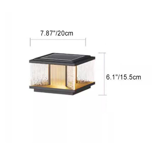 Modern Simplicity Aluminum Square Water-Rippled Glass LED Waterproof Solar Post Lamp Lawn Light For Garden | Kalsten