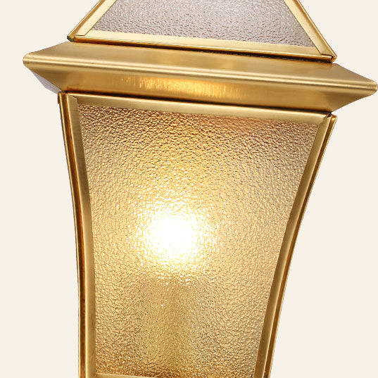 European Modern Luxury Quadrilateral Brass Glass Waterproof 1-Light Outdoor Wall Sconce Lamp | Kalsten