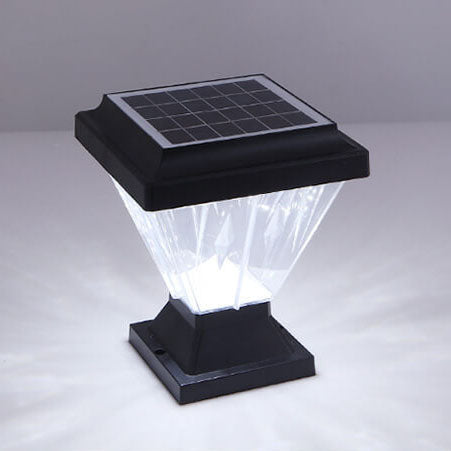 Modern Black Solar Die-Cast Aluminum Glass Outdoor Patio Waterproof Column Head Light | Kalsten