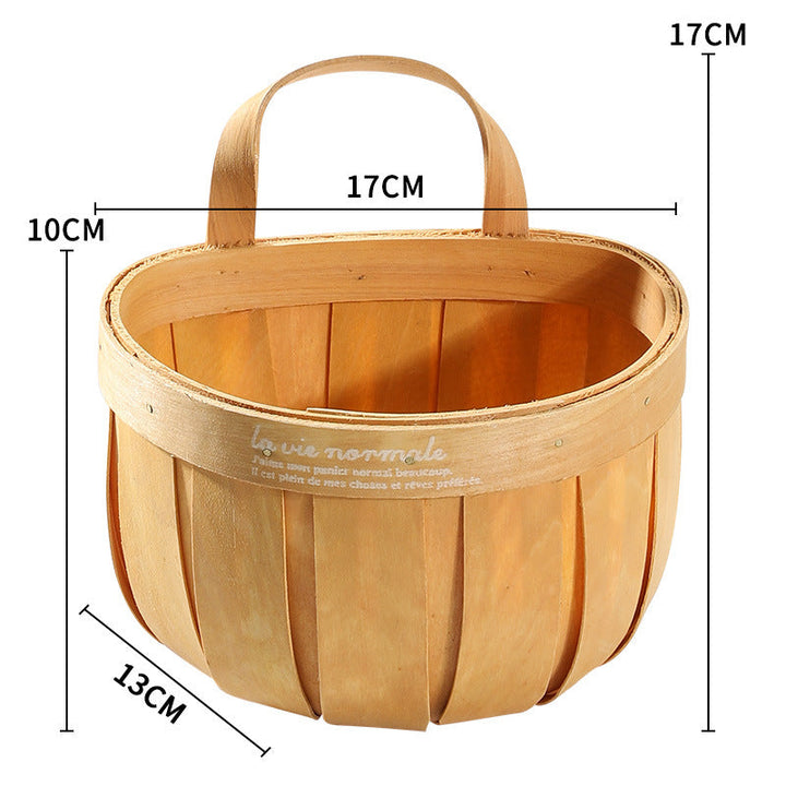 Rustic Wooden Storage Basket Kalsten