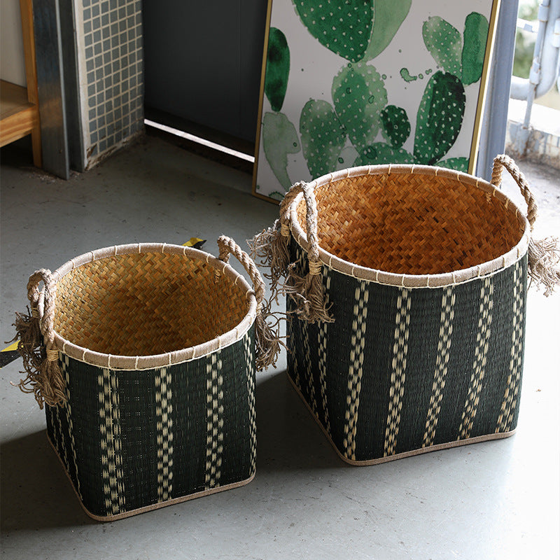 Handwoven Storage Basket with Decorative Handles Kalsten