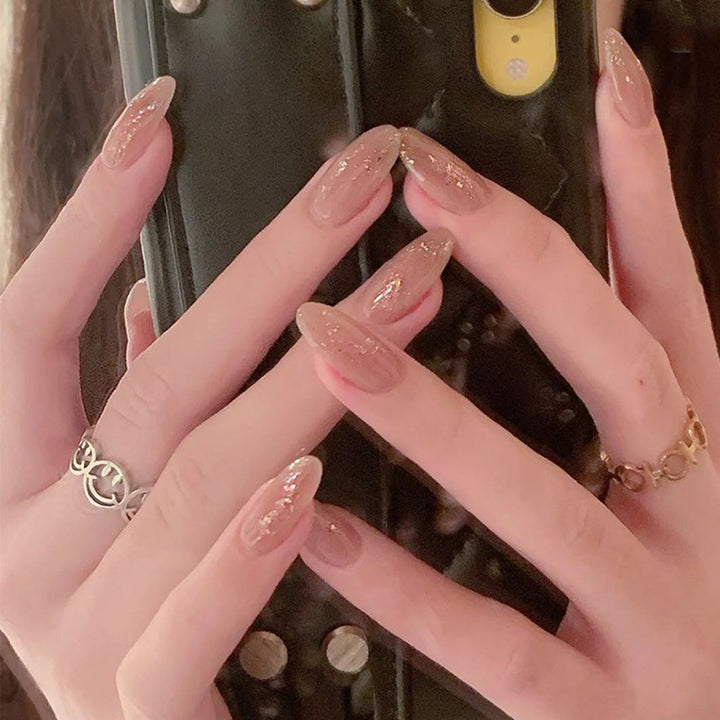 Sparkling Almond-Shaped Press-On Nail Tips