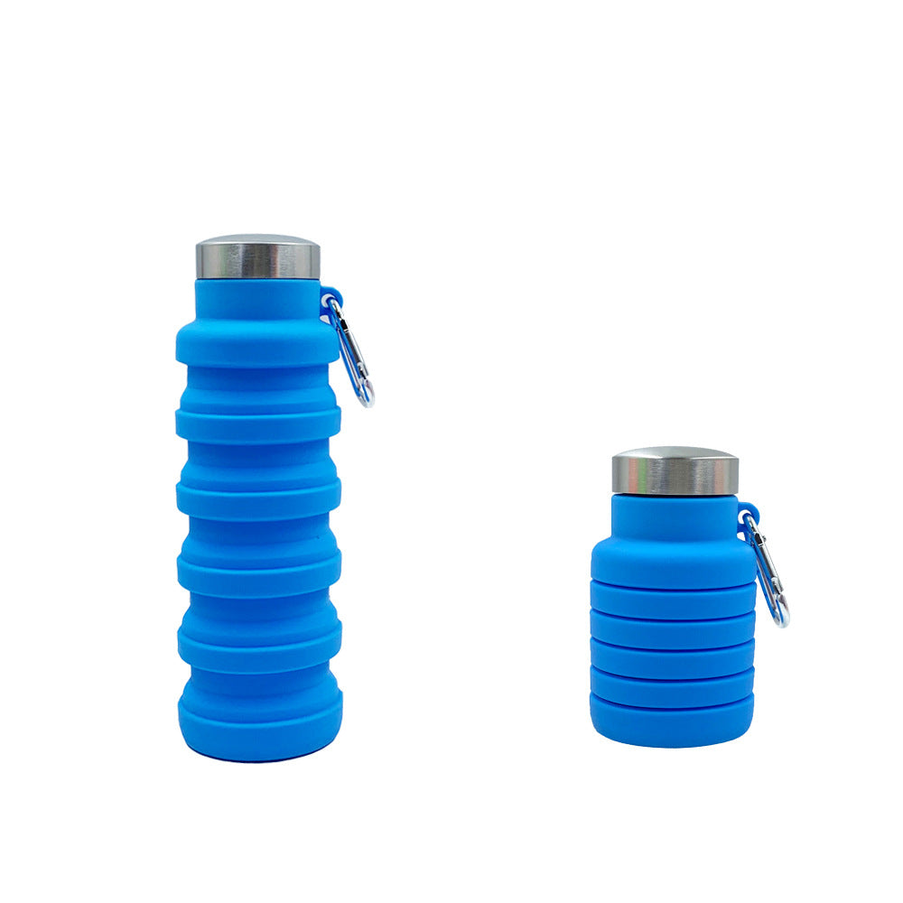 Women practical and compact silicone drinking bottle with carabiner and stainless steel cap Kalsten