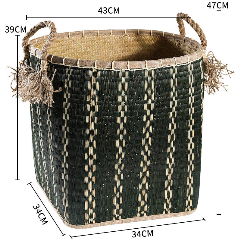 Handwoven Storage Basket with Decorative Handles Kalsten