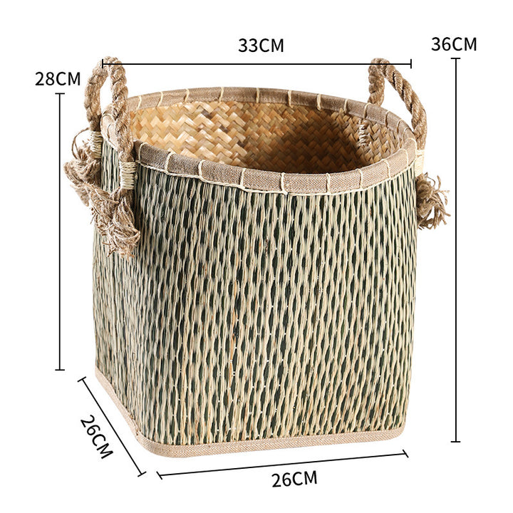 Unisex Handwoven Storage Basket with Decorative Fringes Kalsten